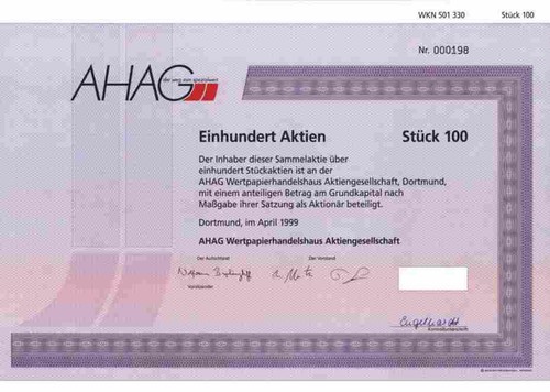 Ahag wertpapierhandel 1999 - ag,