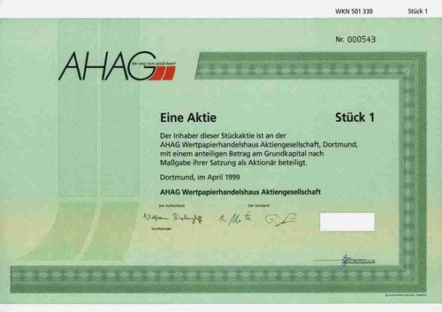 Ahag wertpapierhandel 1999 - ag,